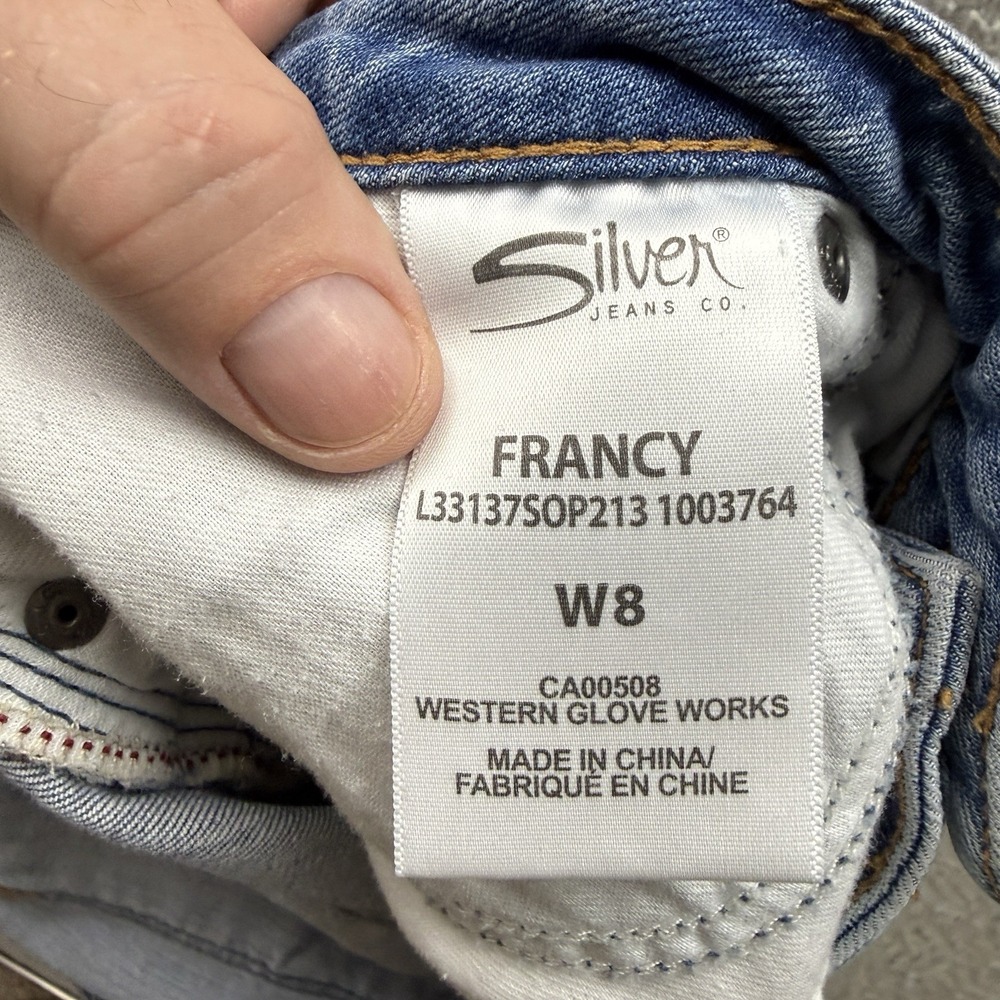 Silver Jeans Skirt Womens 8 Blue Francy Mini Stretch Raw Hem Distressed Denim - Picture 9 of 10
